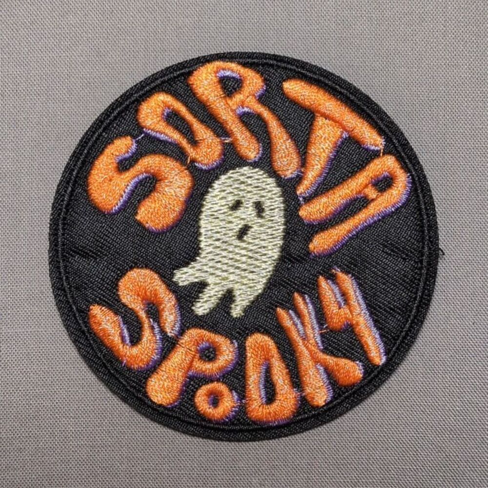 Sort of Spooky Halloween Ghost Iron On Patch | Cute Embroidered Patch